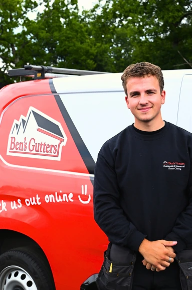 Our local gutter cleaner in Berkshire standing beside company vehicle